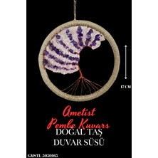 Sertifikalı Ametist Pembe Kuvars Doğal Taş El Yapımı Duvar Süsü & Araba Süsü & Kapı Süsü