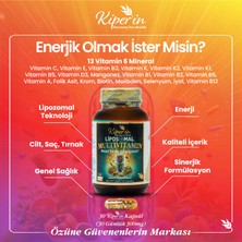 Kiperin Lipozomal Multivitamin 13 Vitamin & 6 Mineral Cilt - Saç - Tırnak & Enerji | Akıllı Gıda Takviyesi