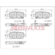 Braxis AB0617 Fren Balatası Arka Cube Juke 10-Pulsar 14-Q50 Q60 Q70 13-Grand Vitara Iı 03- D40601GZ0C