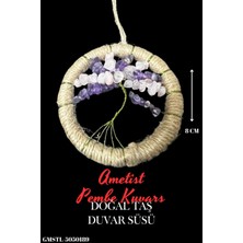 Sertifikalı Ametist Pembe Kuvars Doğal Taş El Yapımı Duvar Süsü & Araba Süsü & Kapı Süsü