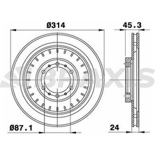 Braxis AE0459 Ön Fren Disk Aynası Havalı Pajero 1998-L200 1996-2007 (4WD) K74T (314X6) MB699716