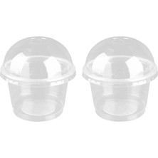 Pengfushop4 Bar Cafe Ev Için Kapaklı ml Tek Kullanımlık Salata Bardağı Şeffaf Plastik Tatlı Kase Konteyner (Yurt Dışından)