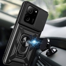 Xiaomi Mi 13T Kılıf Magnetik Standlı Kamera Korumalı Zore Sürgülü Vega Kapak-Siyah