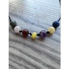 Sertifikalı Öğrenci Doğal Taş Kolye Krizokol, Pembe Kuvars, Akik, Kehribar, Kalsit, Lapis Kolye