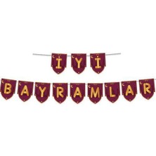 Parti Dükkanım Iyi Bayramlar Yazısı Bordo Gold 160  cm