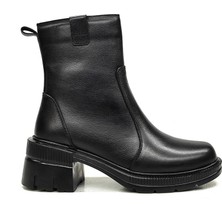 Kadın Hakiki Deri Topuklu Fermuarlı Bot