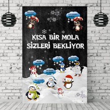 Penguen Temalı Kısa Bir Mola Hatıra Afişi 100*150 cm