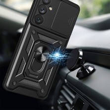 Galaxy A54 Kılıf Magnetik Standlı Kamera Korumalı Zore Sürgülü Vega Kapak-Siyah