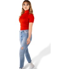 Lonca Tekstil Yarım Kollu Balıkçı Yaka Triko Örme Badi Kazak