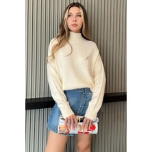Kadın Yarım Balıkçı Yaka Salaş Triko Bluz P-00005951