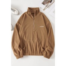 Ghassy Co. Kadın Kanguru Cepli Fermuarlı Polar Sweatshirt