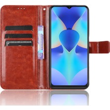 Hello-U Tecno Spark 10 4g Pu Deri Cüzdan Crazy Horse Doku Standı Flip Telefon Kapağı (Yurt Dışından)