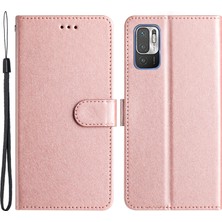 LR Joyful Redmi Note 10 5g / 10T 5g / Poco M3 Pro Pu Deri Deri Cüzdan Stand Ipek Dokusu Flip Telefon Koruyucu Kılıf (Yurt Dışından)