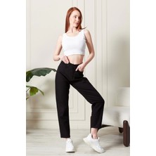 Modaca Kadın Siyah Yüksek Bel Mom Jeans