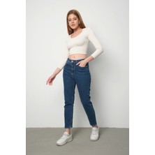 Modaca Kadın Mavi Mom Jeans