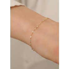 Bayar Gold 14 Ayar Altın Kalemli Kalın Aynalı Bileklik