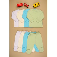 Pamuklu Yumuşak Kız - Erkek Bebek Uzun Kollu Omuz Çıtçıt 4'lu Takım