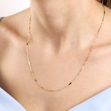 Sembol Gold 14 Ayar Altın Parçalı Singapur Zincir 50 Cm YENİ