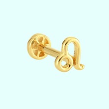 Sembol Gold Altın Tragus Piercing 14 Ayar Aslan Burcu