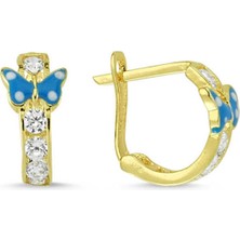 Sembol Gold Altın Çocuk Küpe 14 Ayar J Model Taşlı