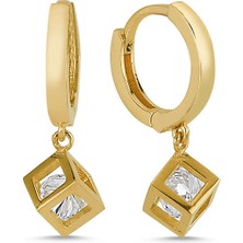 Sembol Gold Altın Tektaş Küpe Sallantılı Sarı Altın Sk42-007