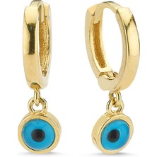 Sembol Gold Altın Nazarboncuklu Sarkık Küpe