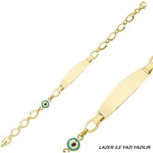 Sembol Gold Altın Çocuk Bileklik 14 Ayar Nazar Boncuklu