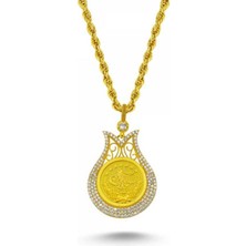 Sembol Gold Altın Osmanlı Tugralı Taşlı Kolye Lale Model
