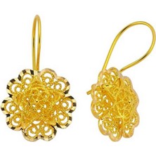 Sembol Gold 14 Ayar Altın Sallantılı Papatya Küpe