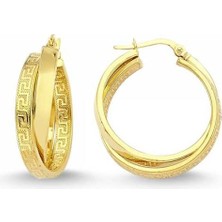 Sembol Gold Altın İtaly Halka Küpe İki Halkalı