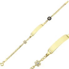 Sembol Gold Altın Çocuk Bileklik 14 Ayar Lazerle İsim Yazılır