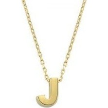 Sembol Gold Altın J Harfli Taşsız Kolye