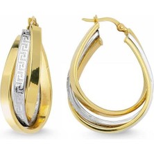 Sembol Gold Altın Sıralı İtaly Halka Küpe 3 Sıra