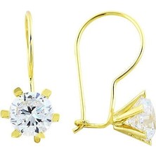 Sembol Gold 14 Ayar Altın Sallantılı Tektaş Küpe T1155