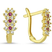 Sembol Gold Altın Çocuk Küpe 14 Ayar J Model Taşlı