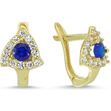 Sembol Gold Altın Çocuk Küpe 14 Ayar J Model Taşlı
