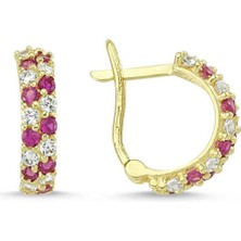 Sembol Gold Altın Çocuk Küpe 14 Ayar J Model Taşlı