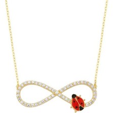 Sembol Gold Altın Kolye Ugurböcekli Sonsuzluk