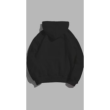 Sweatshirt Unisex Oversize Kalıp Baskılı 3 Iplik Gamer Detaylı Siyah Hoodie Kapşonlu Sweat