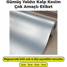 Kalp Kesimli Gümüş Yaldız Çok Amaçlı Etiket 4cm - 500 Adet