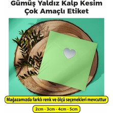 Kalp Kesimli Gümüş Yaldız Çok Amaçlı Etiket 4cm - 500 Adet