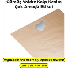 Kalp Kesimli Gümüş Yaldız Çok Amaçlı Etiket 4cm - 500 Adet