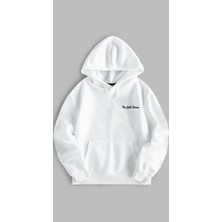 Sweatshirt Unisex Oversize Kalıp Baskılı 3 Iplik Küçük Prens Detaylı Beyaz Hoodie Kapşonlu Sweat