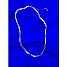 Italyan Ezme Gümüş Gri (Sılver) Paslanmaz Çelik Kolye 45CM