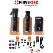 Powertec TR-5400 Saç & Sakal & Günlük Tıraş & Ense Çizim Profesyonel Berber Tıraş Makinesi 3'lü set