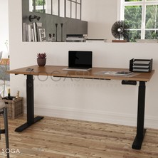 SOGA Spaces Regula Desk 2P - Elektrikli Yüksekliği Ayarlanabilir Çalışma Masası (Siyah Ayak, Beyaz Tabla - 120 x 60)