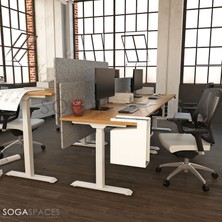 SOGA Spaces Regula Desk 2P - Elektrikli Yüksekliği Ayarlanabilir Çalışma Masası (Siyah Ayak, Beyaz Tabla - 120 x 60)