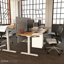 SOGA Spaces Regula Desk 3P - Elektrikli Yüksekliği Ayarlanabilir Çalışma Masası (Siyah Ayak, Antrasit Tabla - 120 x 60)