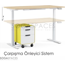 SOGA Spaces Regula Desk 3P - Elektrikli Yüksekliği Ayarlanabilir Çalışma Masası (Siyah Ayak, Antrasit Tabla - 120 x 60)