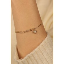 ÇGK KUYUMCULUK  Kalp Sallantılı Ataçlı Altın Bileklik CGKBLK0242